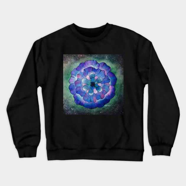 Purple flower galaxy Crewneck Sweatshirt by amyliafaizalart